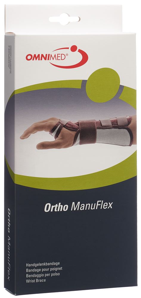 Omnimed Ortho Manu Flex Handgelenk-Bandage L 22cm rechts grau/bordeaux Karton 1 Stk