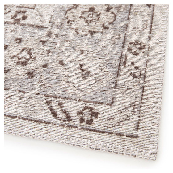 Tapis à motif oriental en tissus chenille recyclé - yanis - gris et brun - 120 x 170 cm