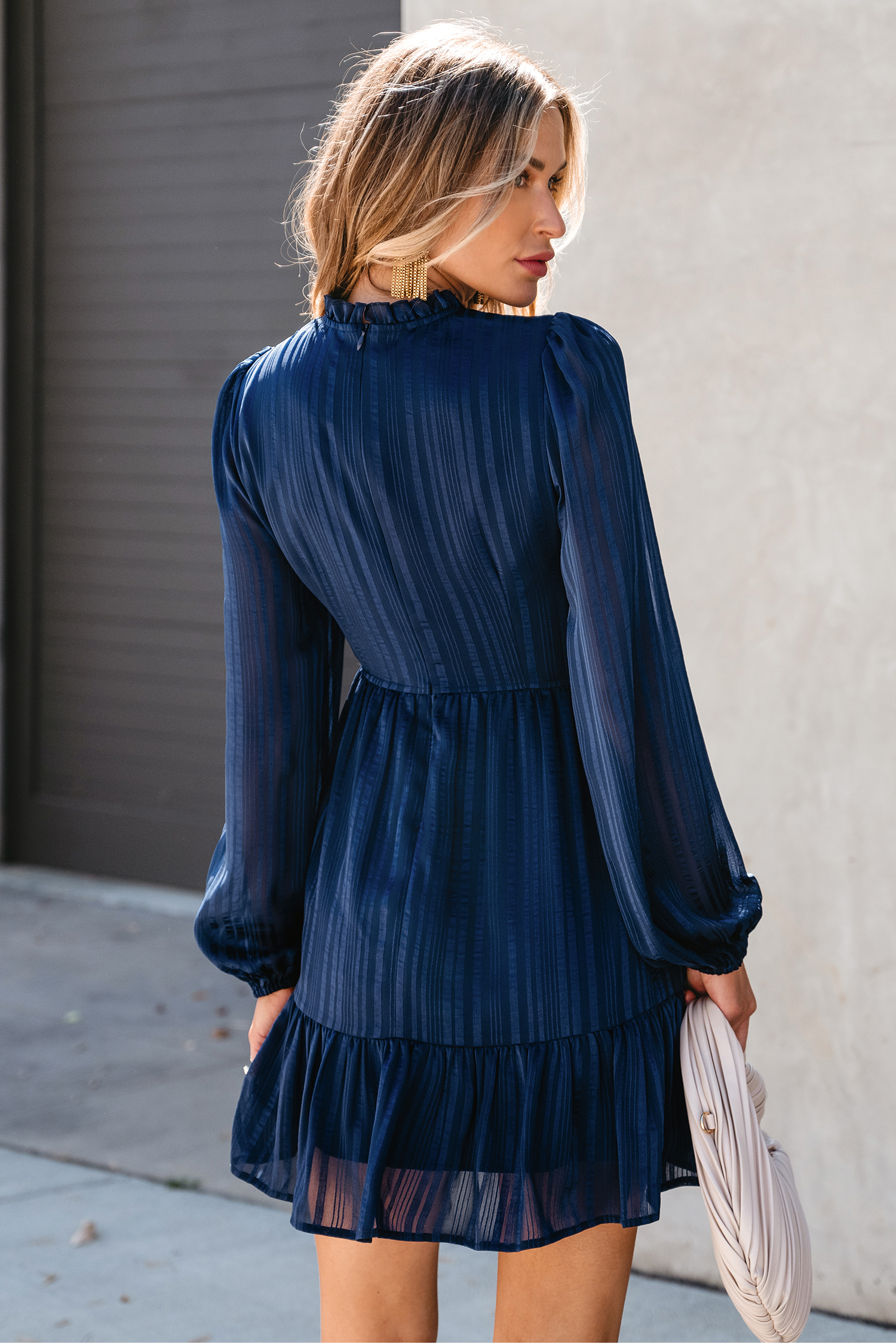 Robe avec manches bouffantes à smocks