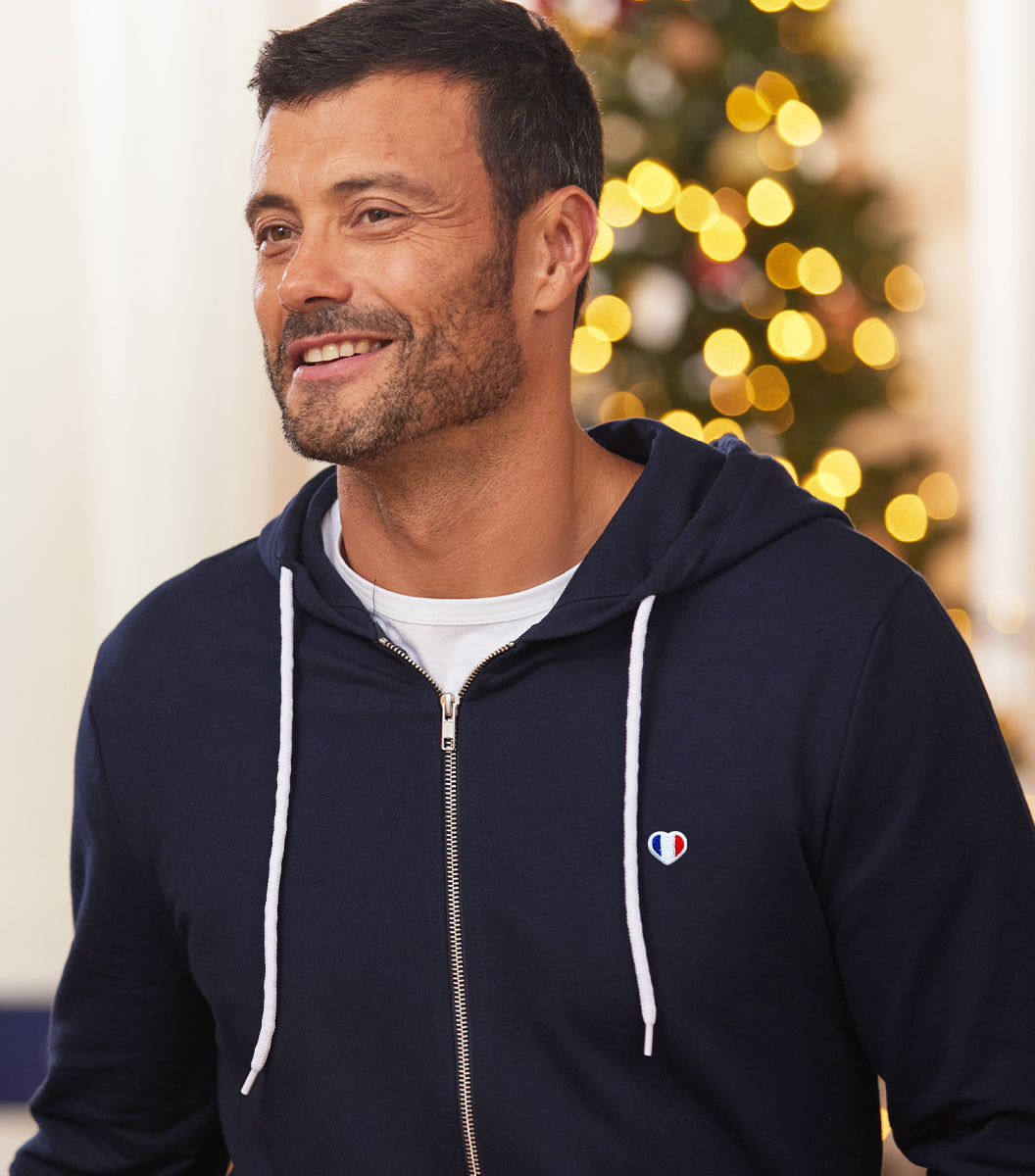 Sweat zippé Homme Marine - Iconique