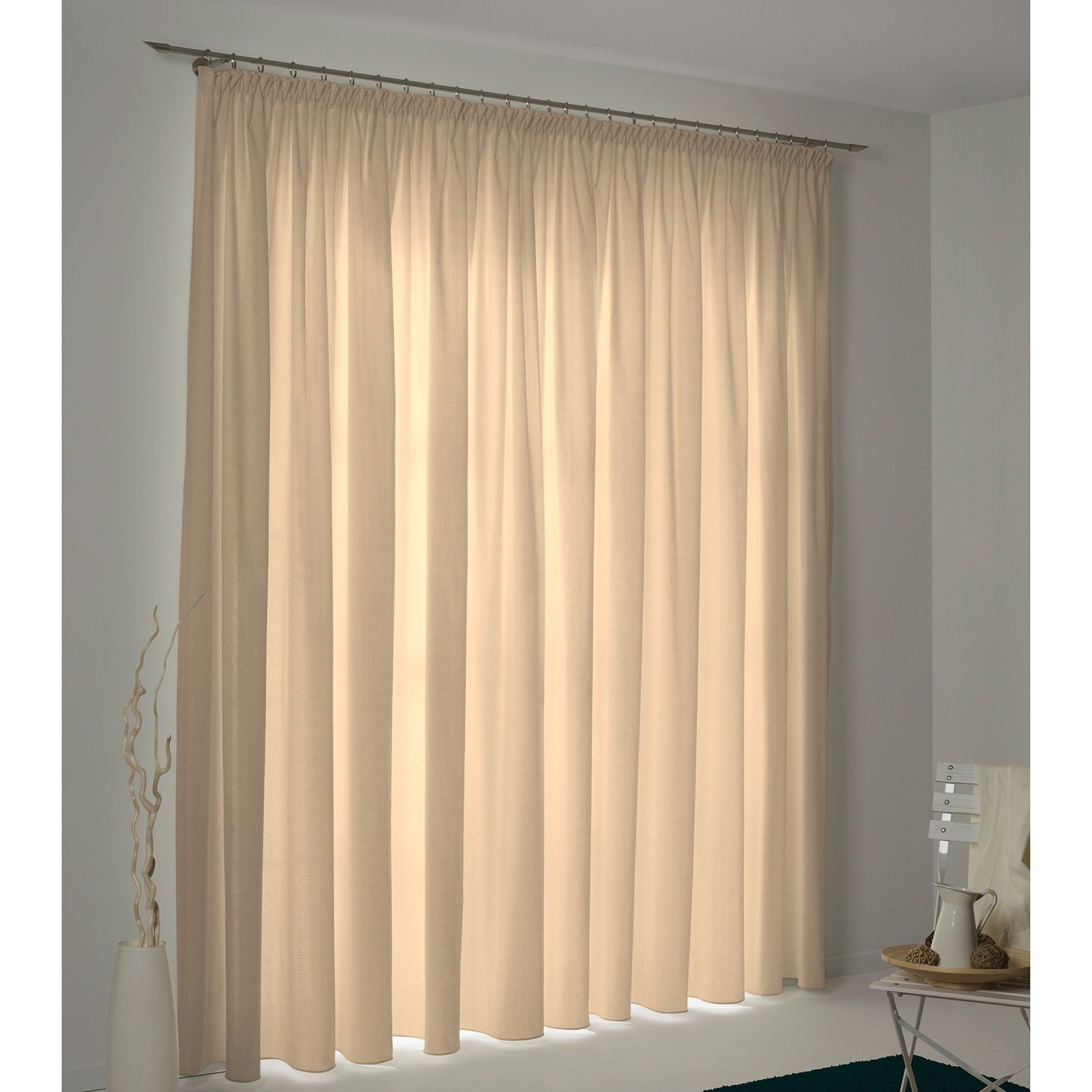 Einzelschal mit Kräuselband UNI COLLECTION LIGHT - beige - 145x145 cm