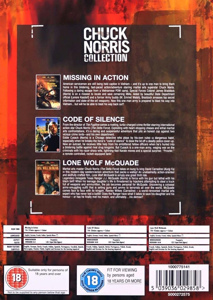 Chuck Norris - Missing In Action / Code Of Silence / Lone Wolf Mcquade DVD