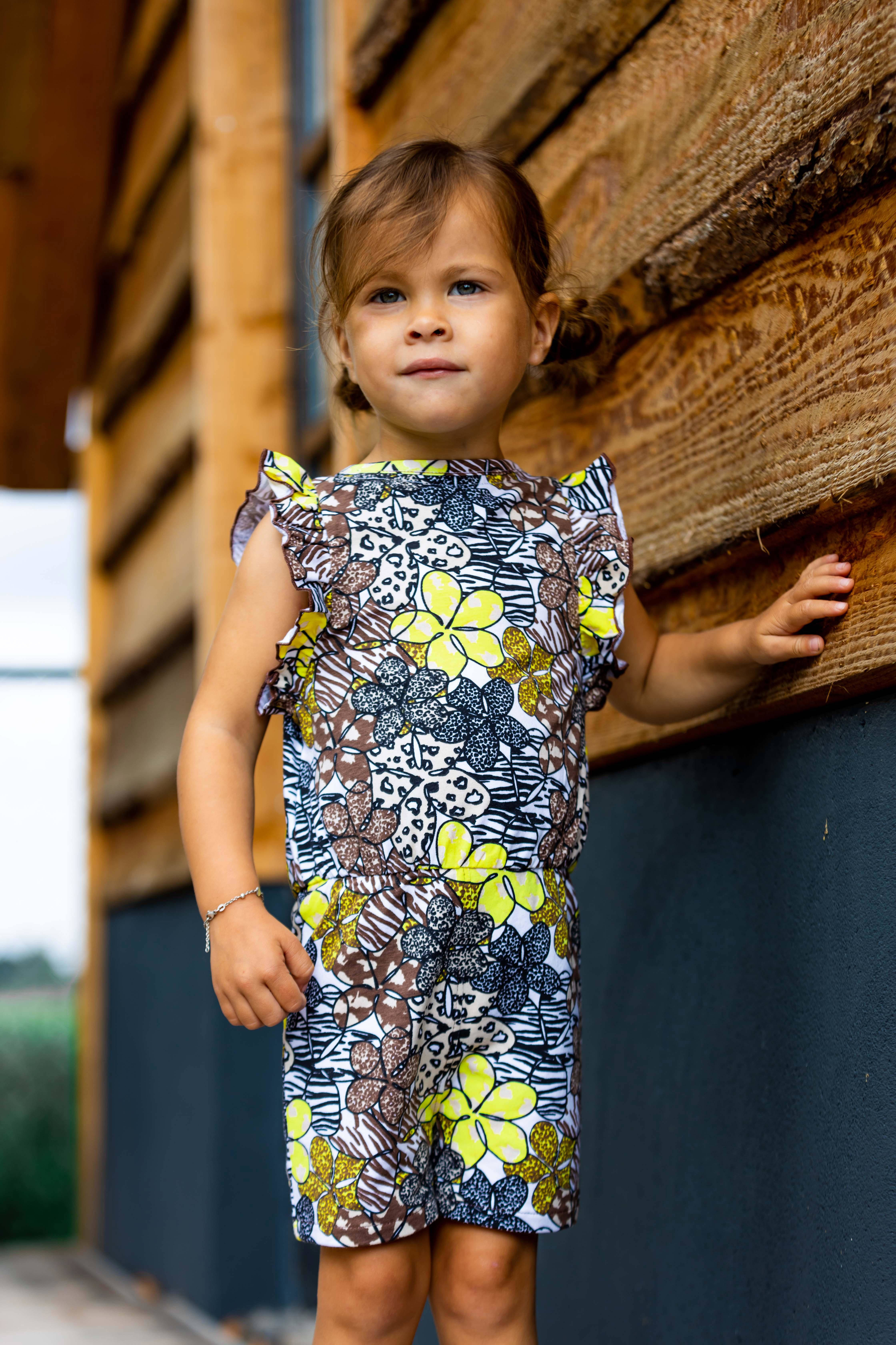 Quapi gebloemde playsuit Naomi zand/geel