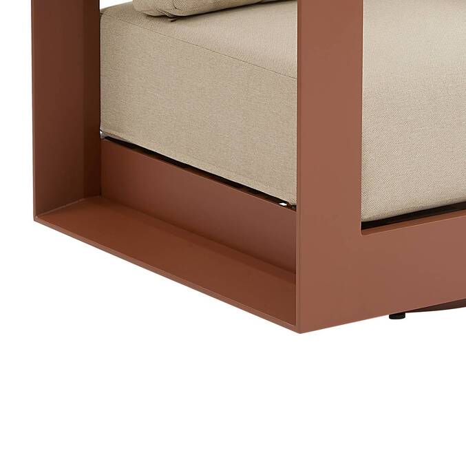 Fauteuil de salon de jardin rotatif ALLURE Beige / Acajou
