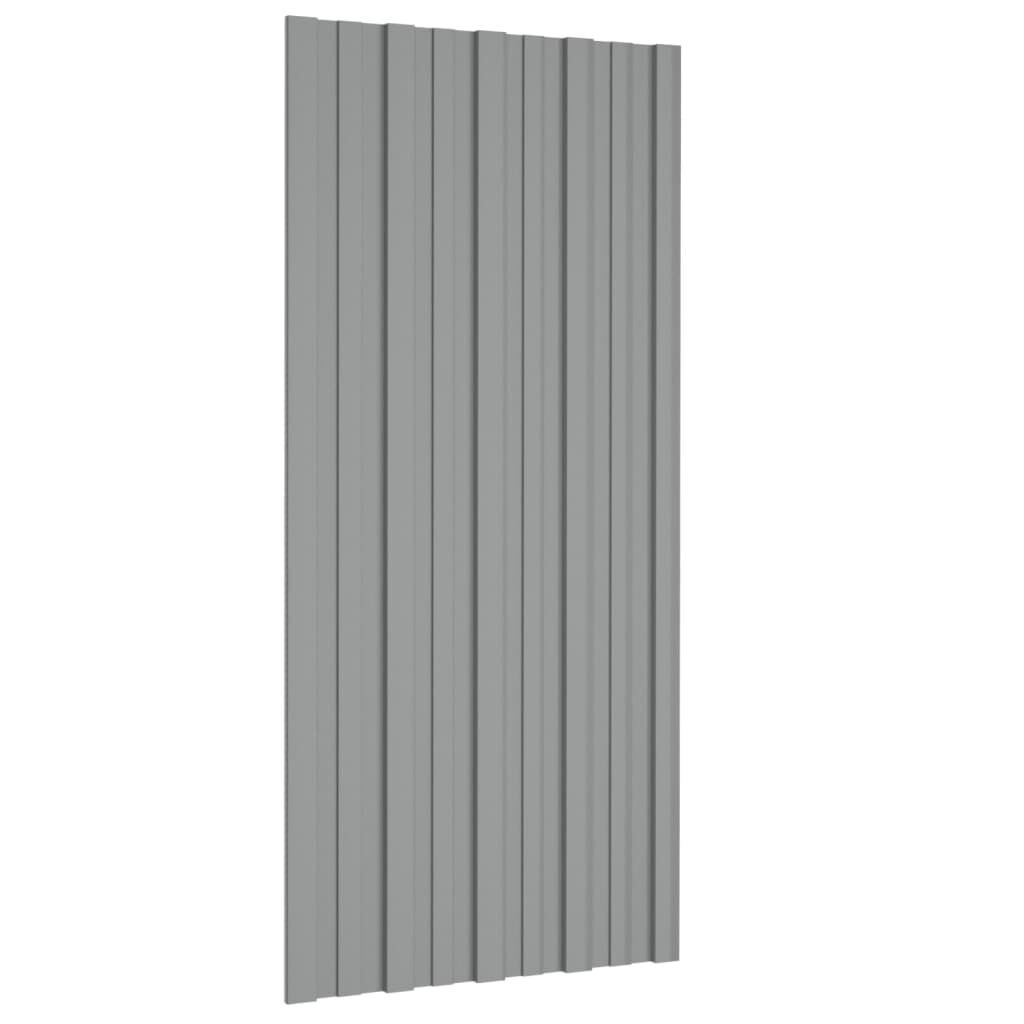 vidaXL Dakpanelen, 12 stuks, gegalvaniseerd staal, grijs, 100x45 cm
