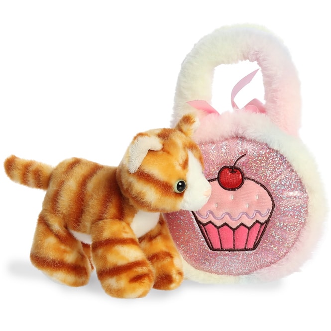 Plüsch Katze - mit Tasche rosa