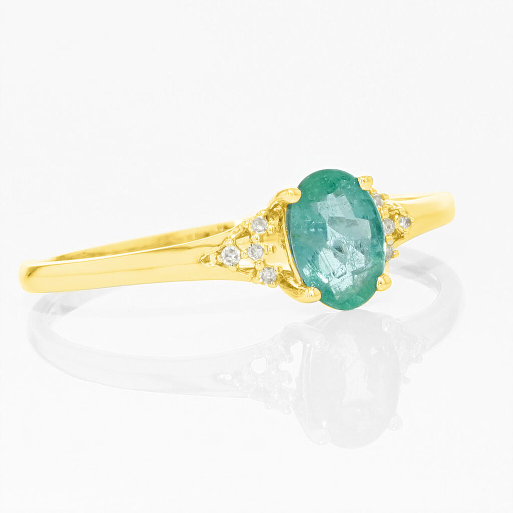 Bague Marie Or Jaune Emeraude Et Diamant