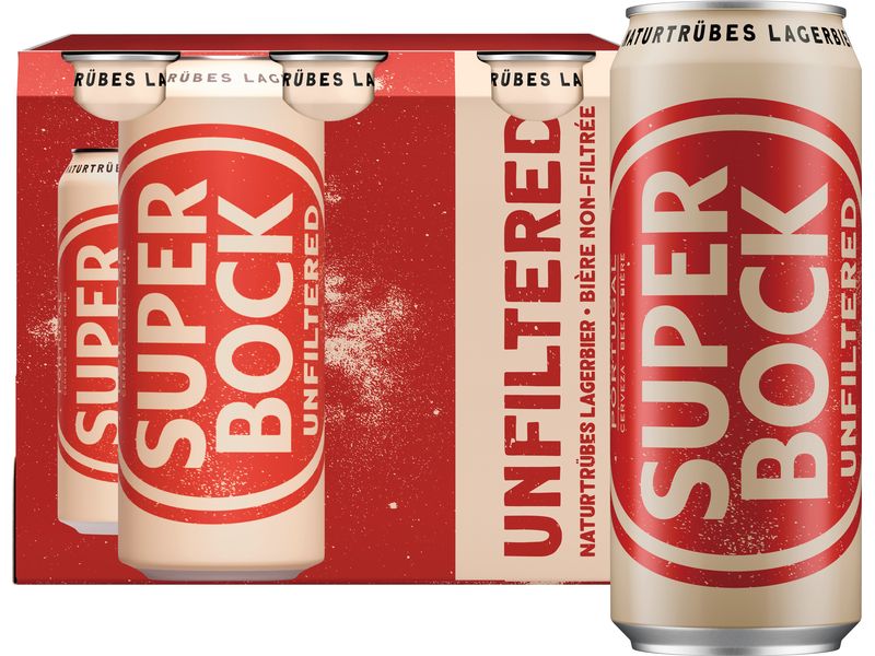 Super Bock Bier Unfiltered 6 x 0.5 l Unfiltriertes Lagerbier mit vollmundigem Geschmack und fruchtigen Noten