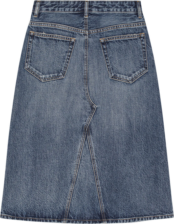 Ganni Heavy Washed Denim Midi Skirt Mid blue vintage