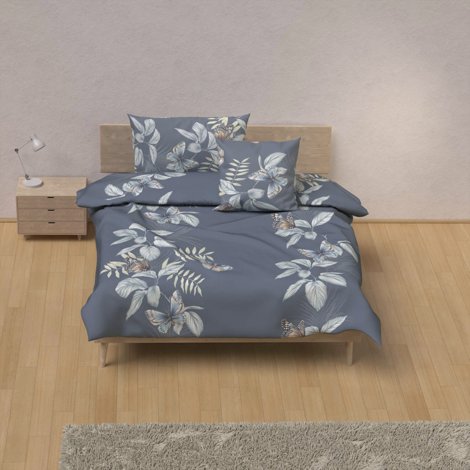 Bettwäsche mit sommerlichem Print und Schmetterlingen