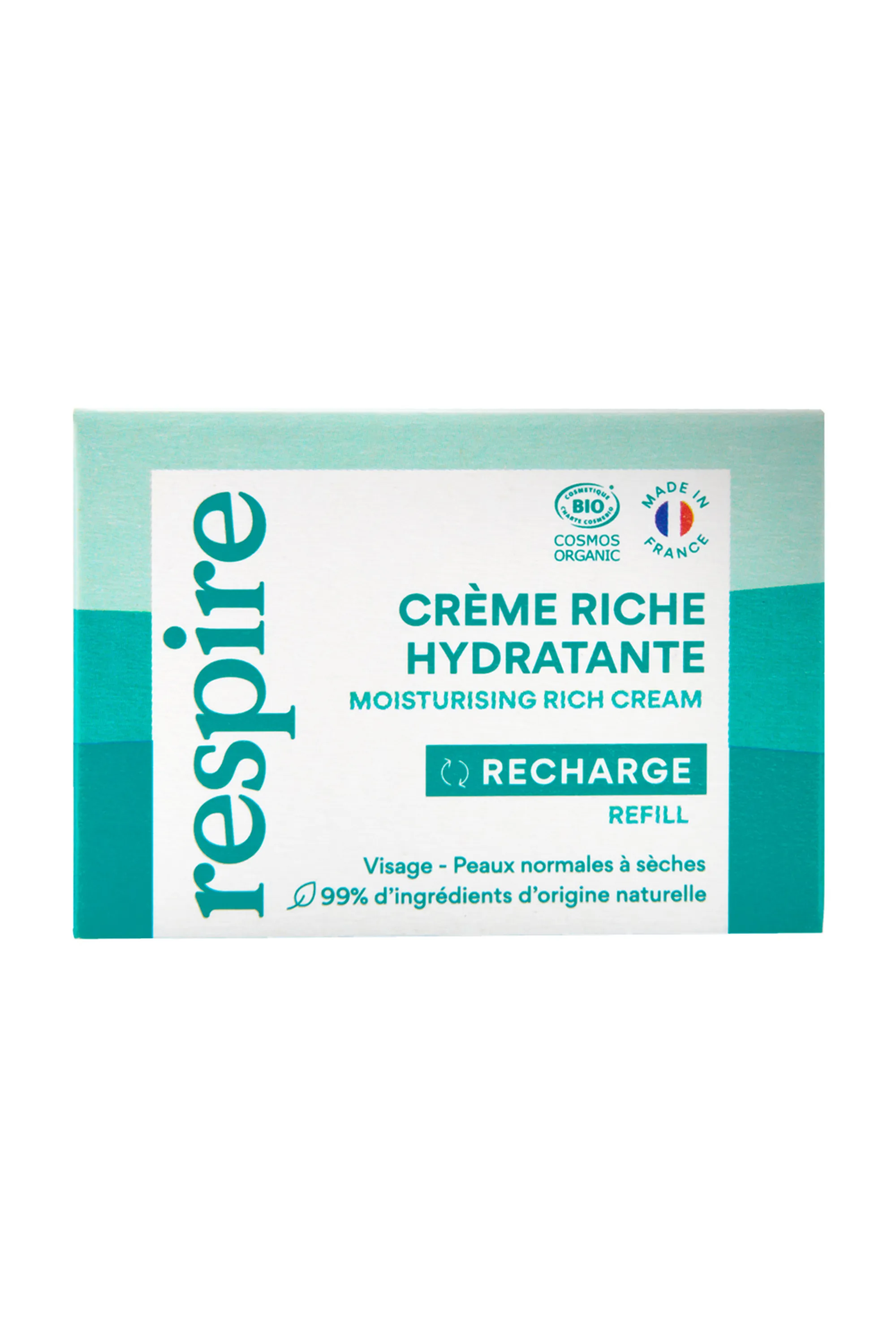 Respire Crème visage hydratante riche rechargeable-50 ml