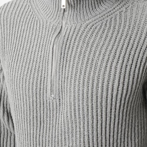 Pull Col Zippé Gris