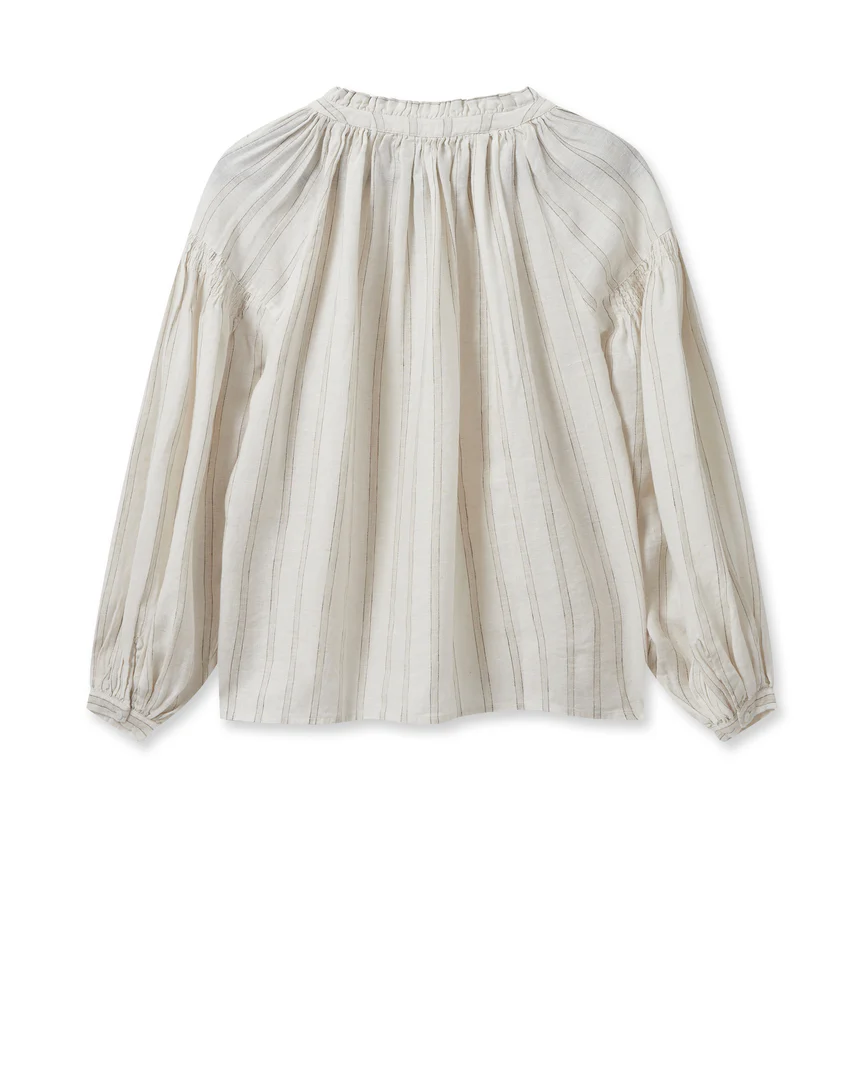 Mos Mosh  Safi Striped Linen skjorte - Ecru