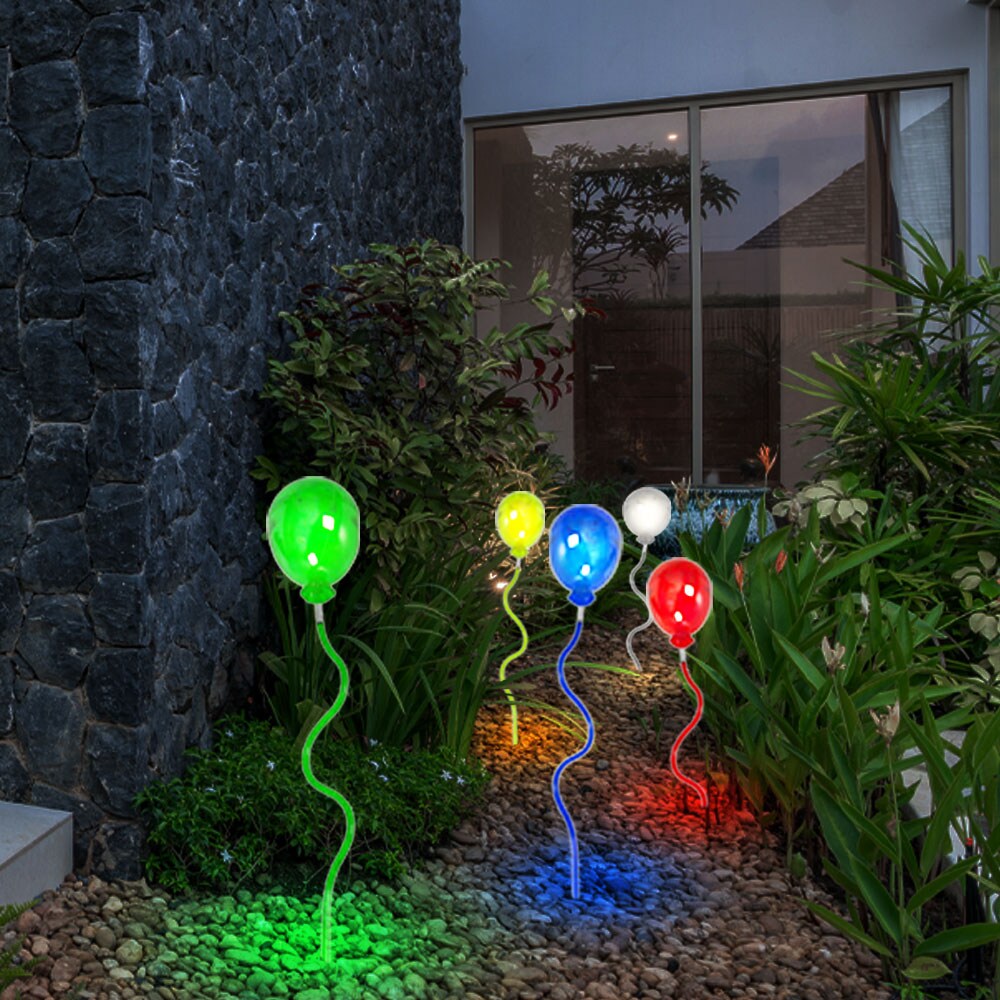 5x LED Solarlampen, Luftballons bunt, H 60 cm