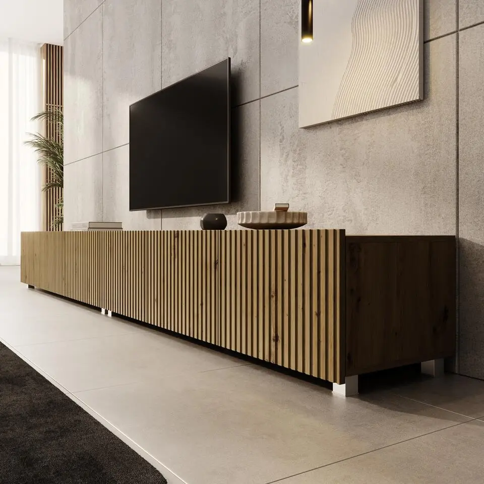 Meubella - TV-Meubel Kenderes - Eiken - 300 cm