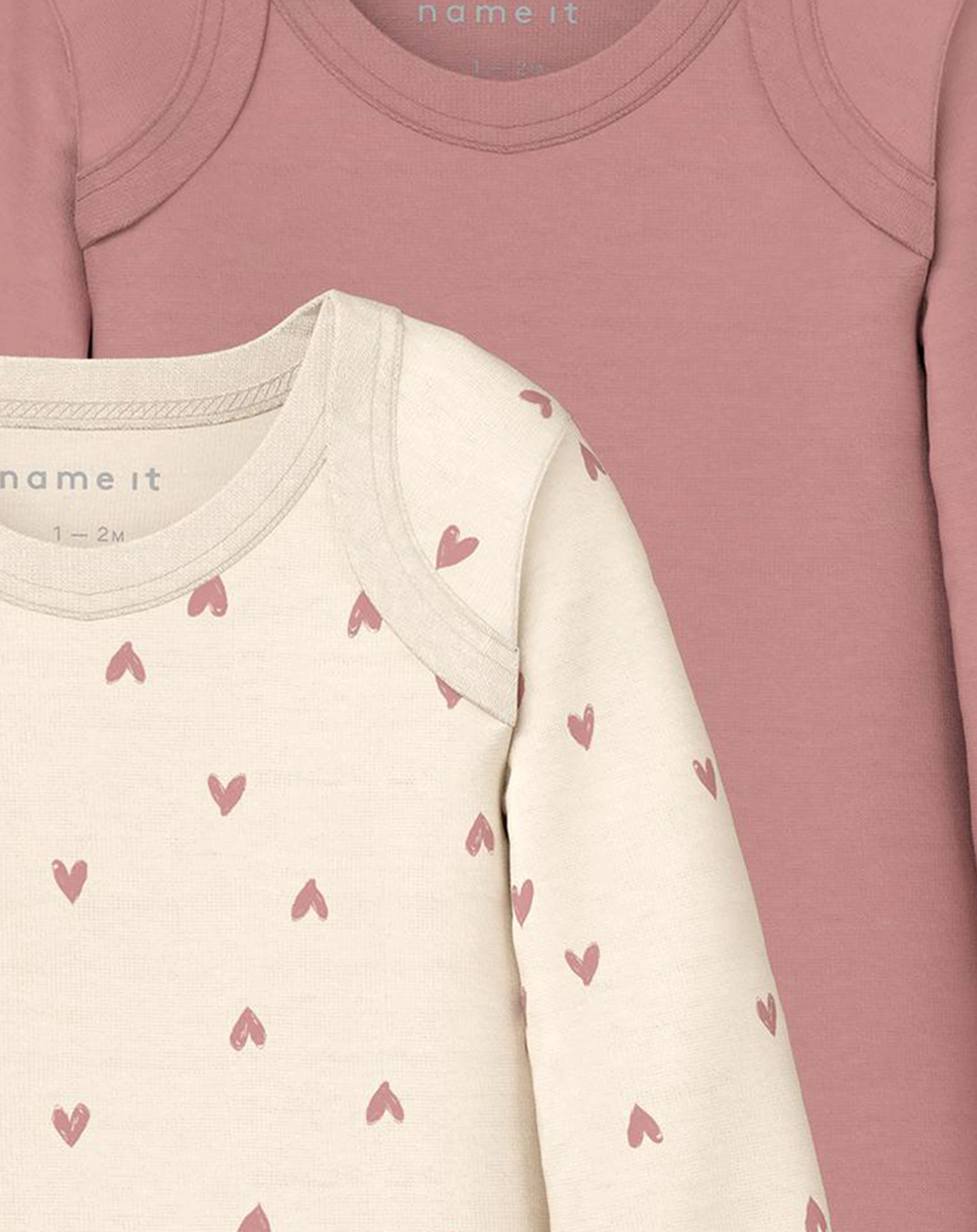 Langarm-Body NBFBODY HEARTS 2er Pack in beige/rosa