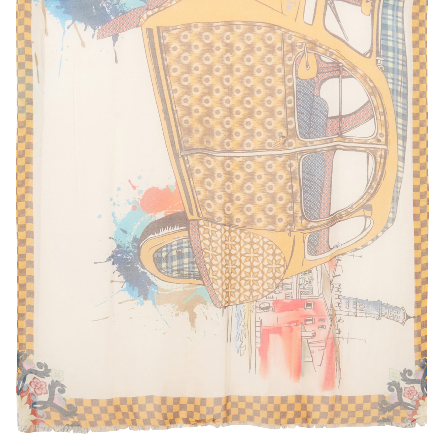 CLOTILDE - Foulard imprimé en modal et soie | Jaune