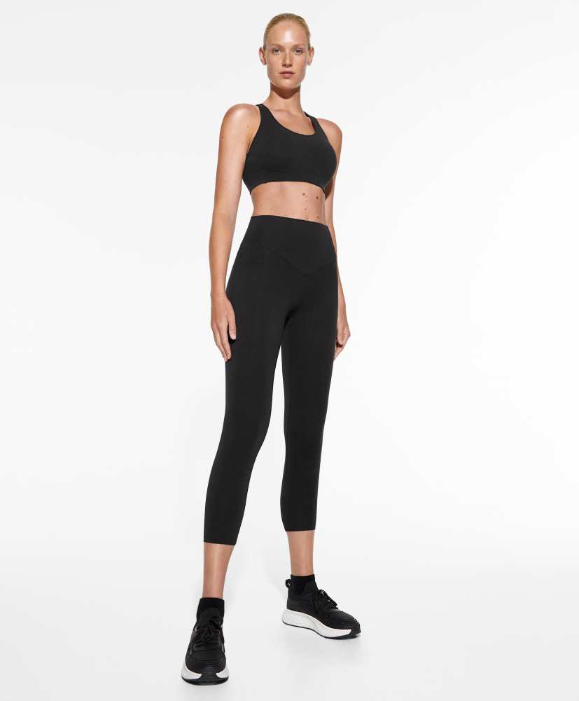 Leggings cropped de compressão com bolso, 55 cm