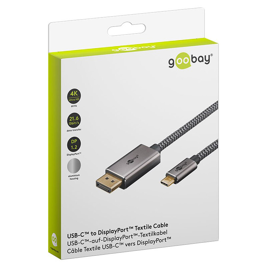 Goobay Câble Textile USB-C / DisplayPort 1,4 (M/M) - 2 m