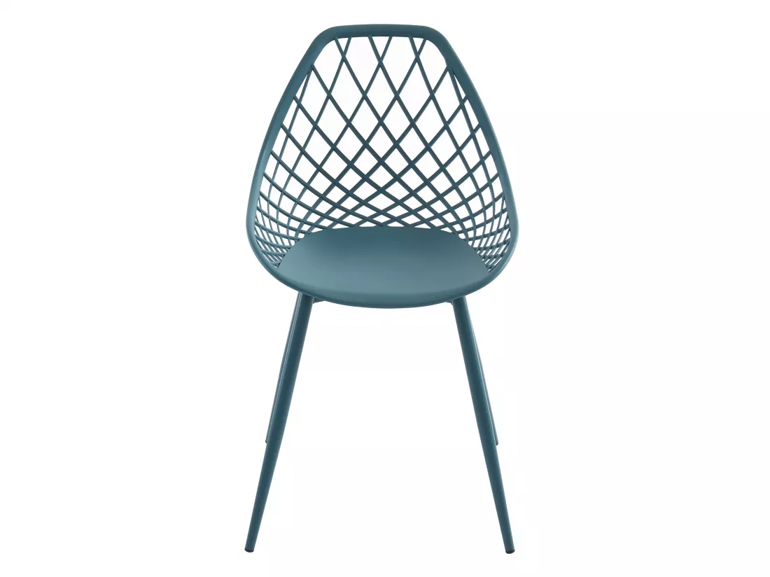 Lot de 2 chaises de jardin en polypropylène avec pieds en métal - Bleu canard - MALAGA de MYLIA