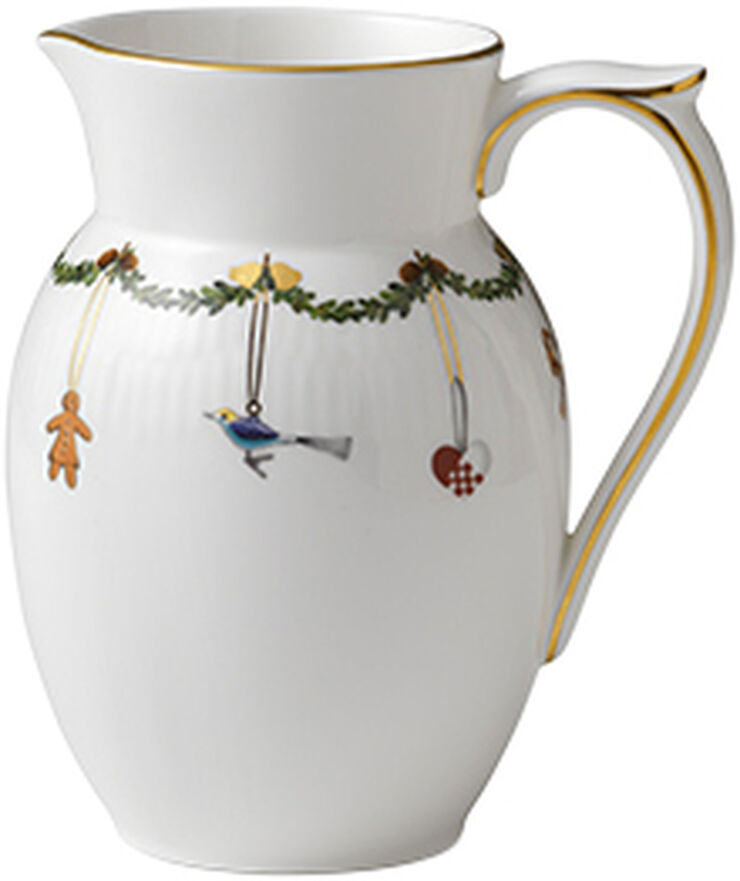 Royal Copenhagen Stjerne Riflet Jul 0,9 l. kande Hvid, multi
