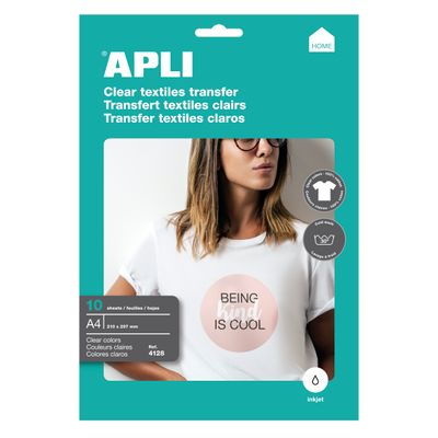 Apli - Papier transfert sur textiles clairs 10 feuilles A4 - Réf. 4128