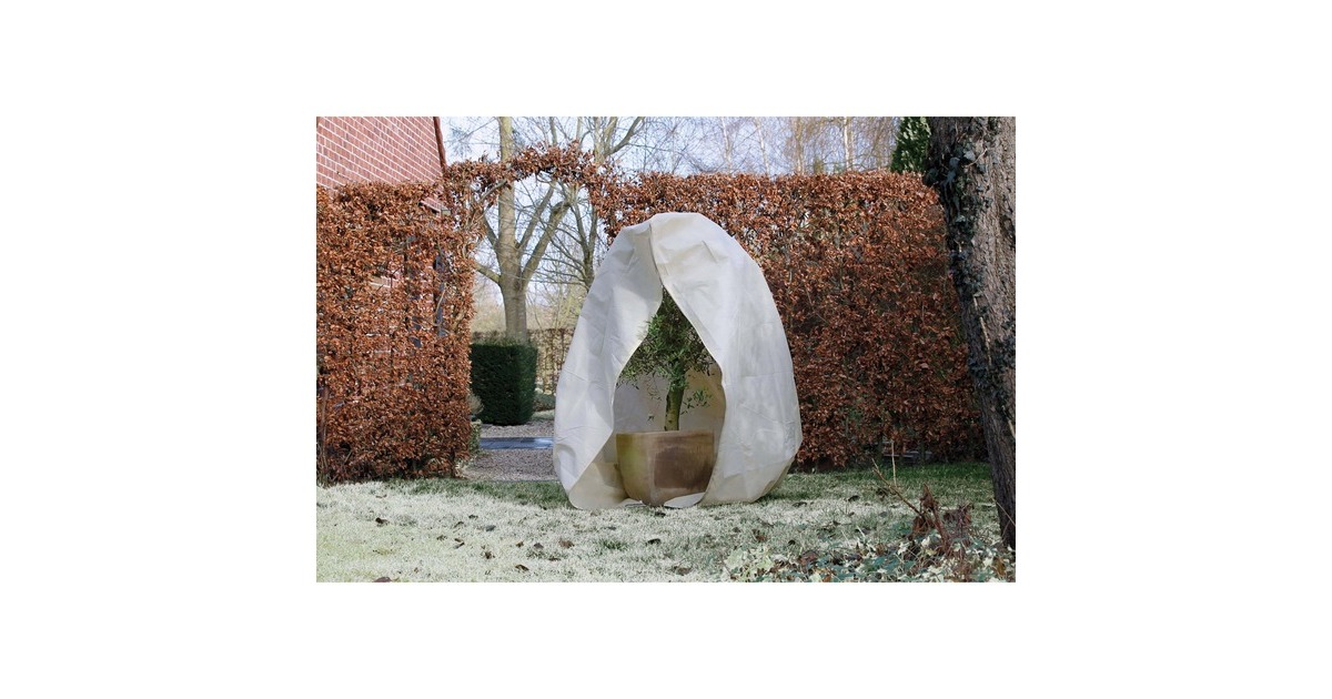 NatureWinterafdekhoes met rits, 70 g/m² afdekking  (Beige, Ø 200 cm)