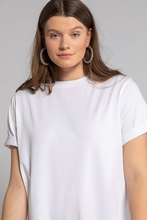 Longshirt, Rundhals, Halbarm, lang geschnitten