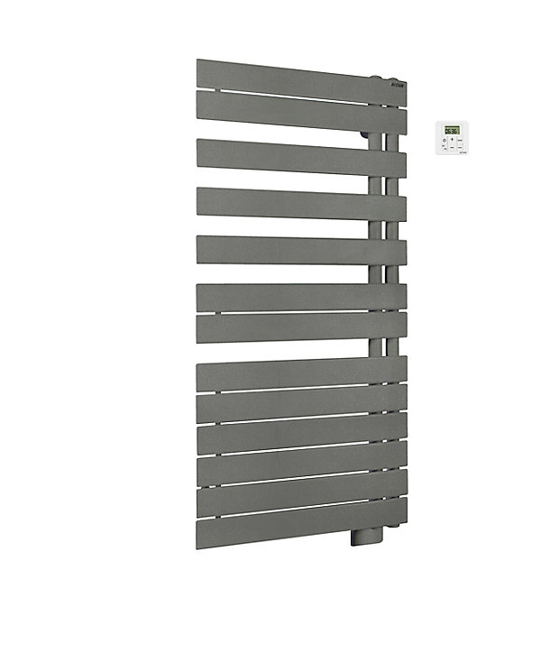 Sèche-serviettes électrique à inertie fluide Acova Alpaga asymétrique grey aluminium 750W