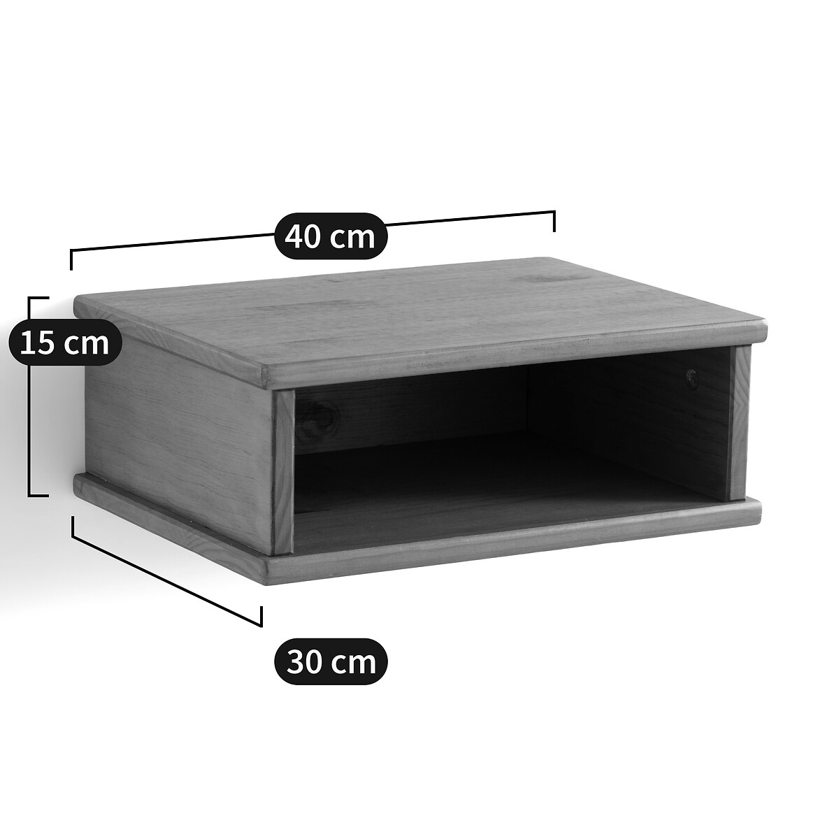 LA REDOUTE INTERIEURS<br>Mesa de cabeceira de parede em madeira maciça de pinho escovado, Lunja