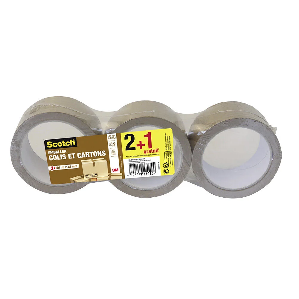 Adhésif d'emballage Scotch marron x3
