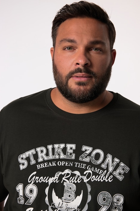 Men+ T-Shirt, Halbarm, Bauchfit, Frontdruck, bis 8 XL