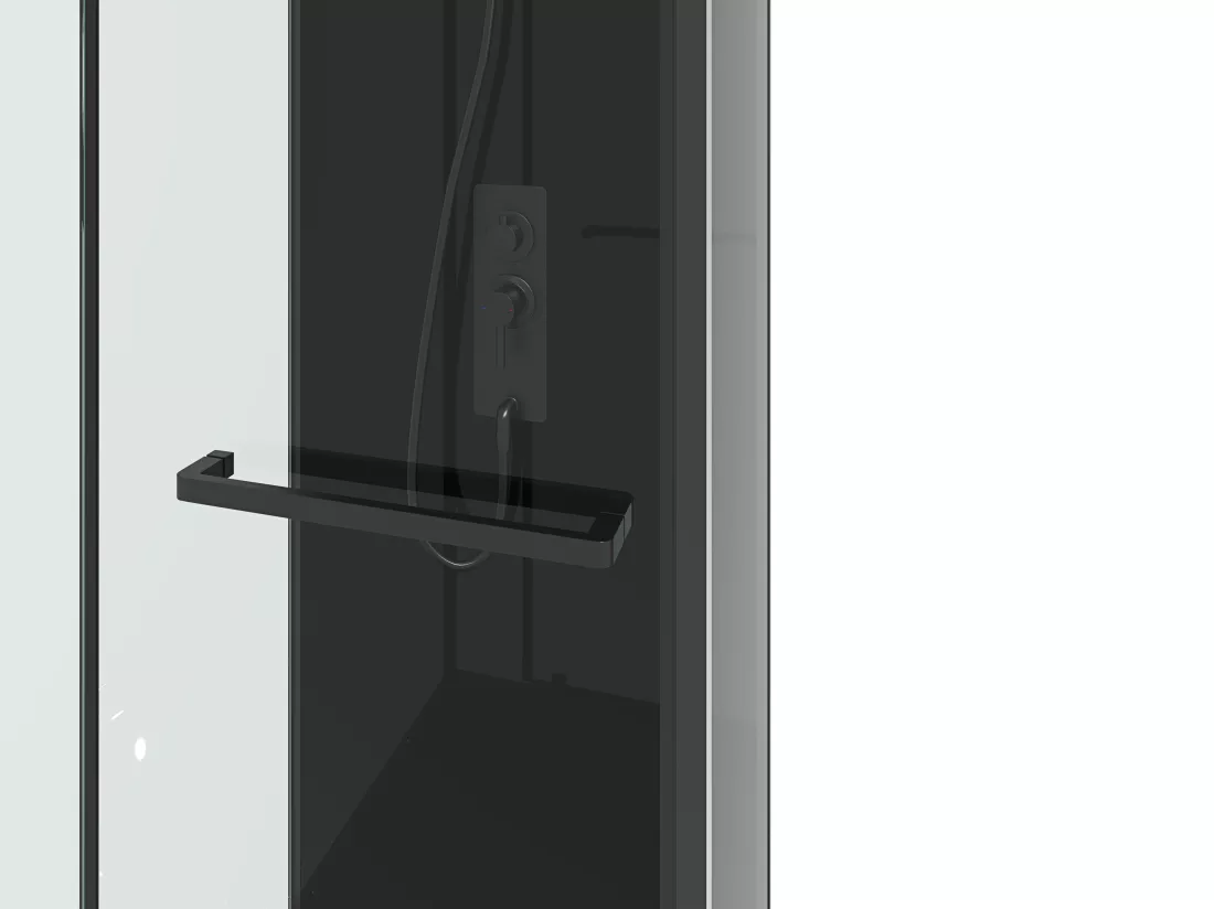 Cabine de douche installation réversible et hauteur ajustable - Noir - L90 x l90 x H213/232 cm - DAMILU