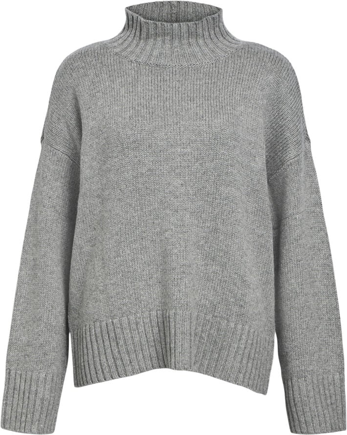 Object OBJAGNES LO LS H. NECK KNIT PULLOVER Medium grey melange