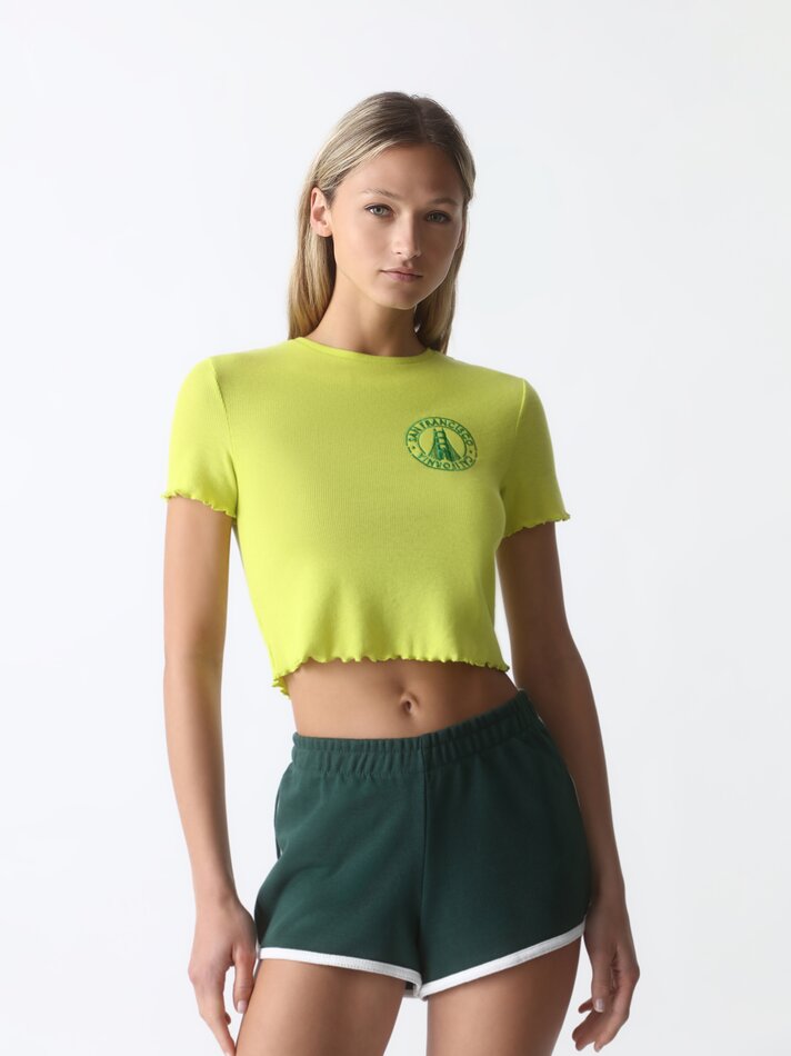 Camiseta cropped com bordado - Lima