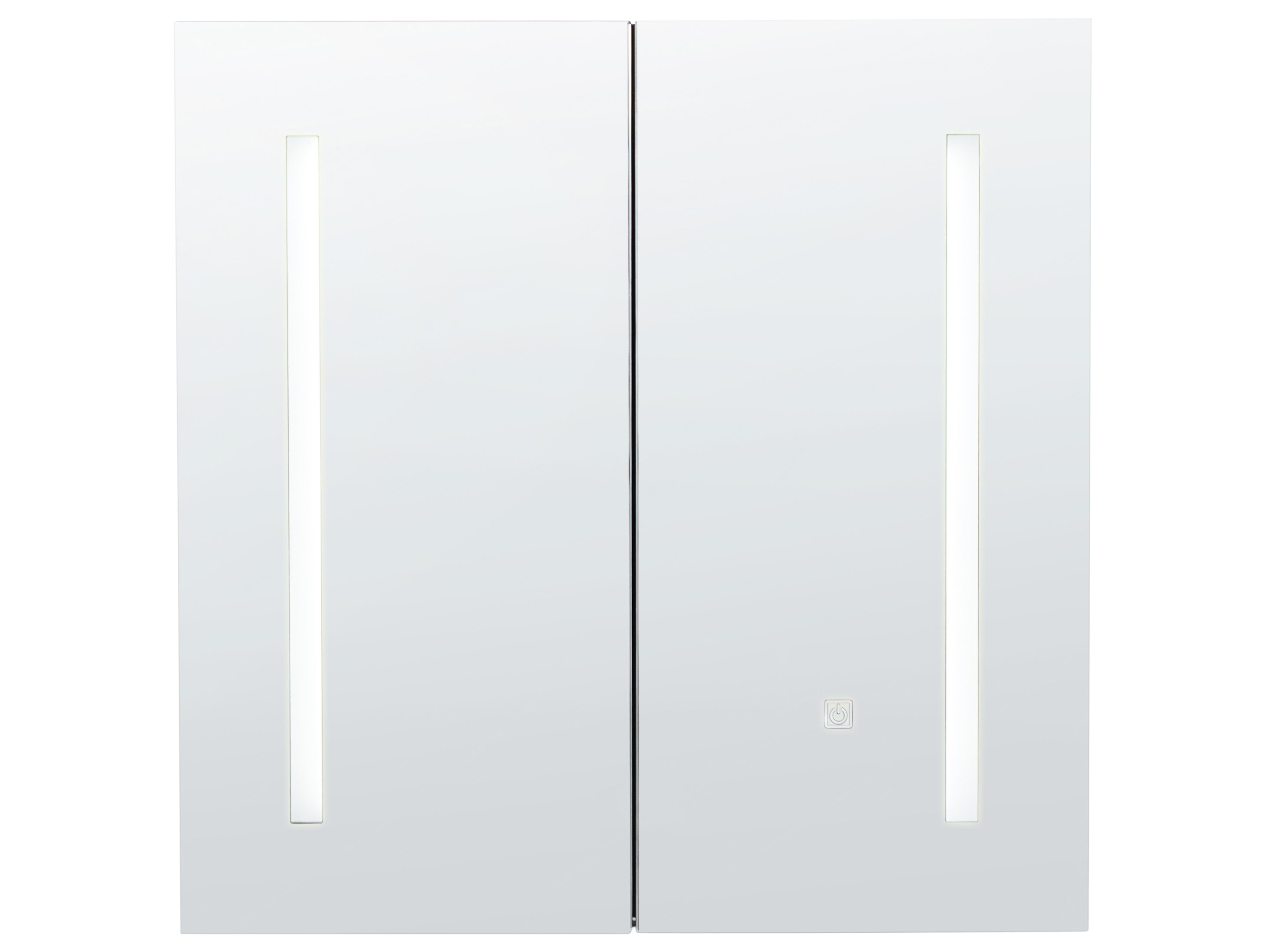 Badkamer wandkast met spiegel LED CHABUNCO 60 cm 60 cm Zwart
