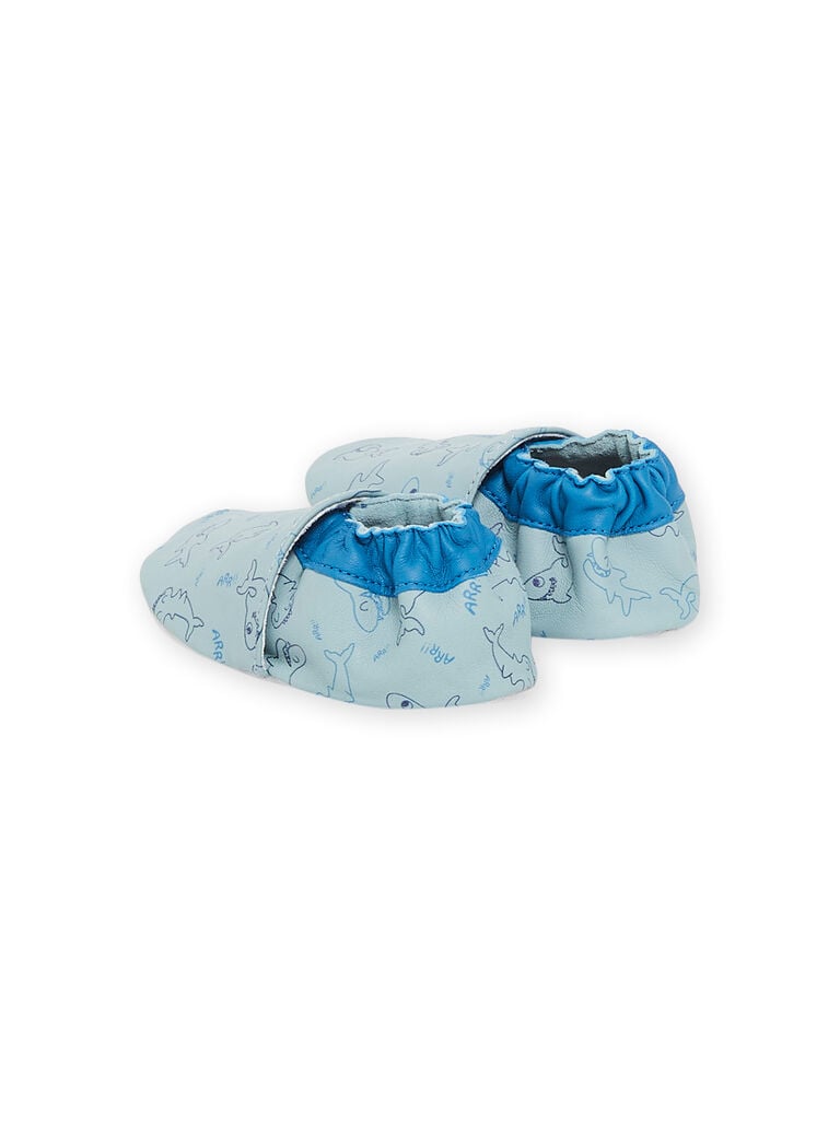 Chaussons azur en cuir