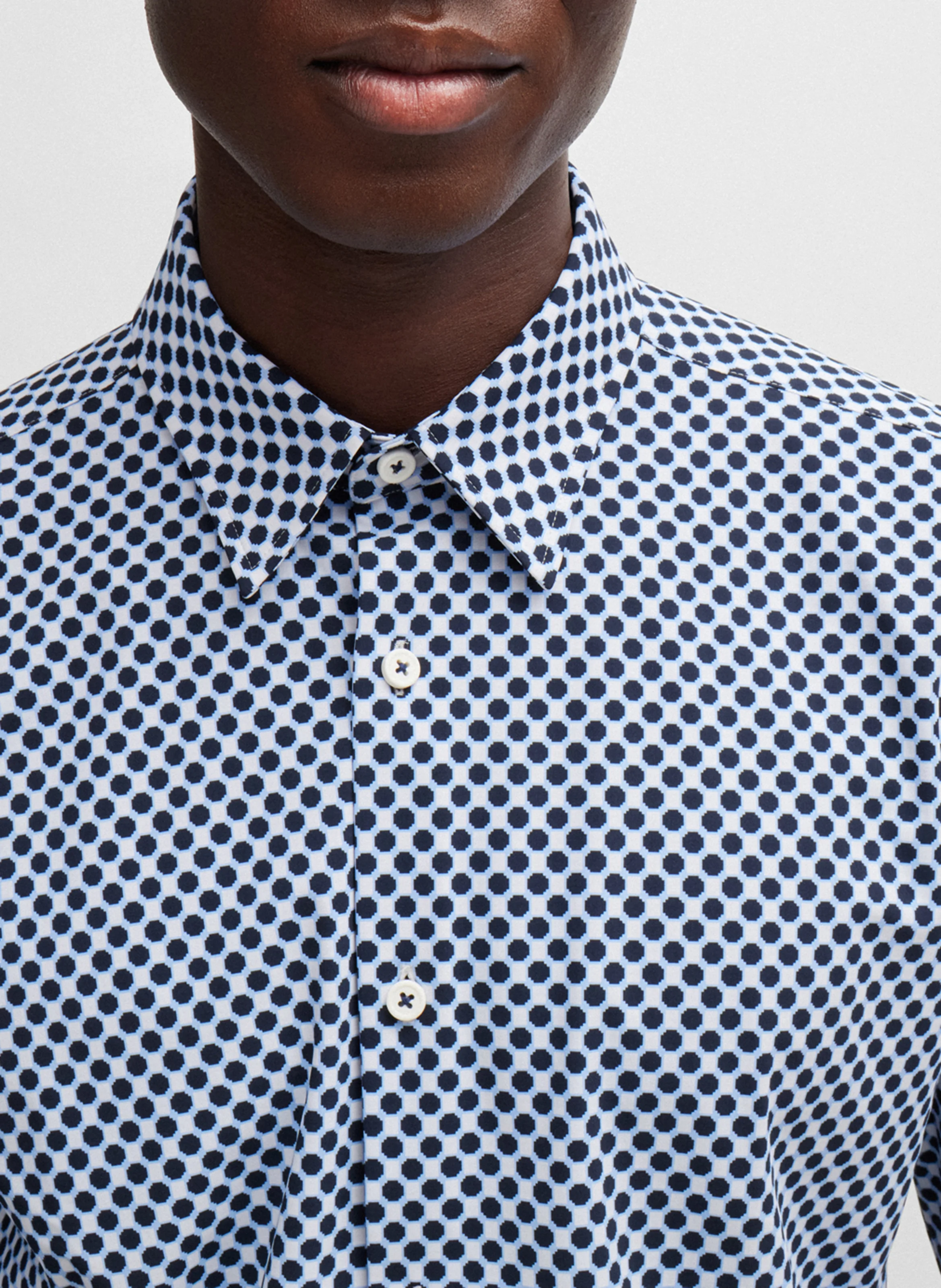 Chemise slim fit imprimée | Bleu