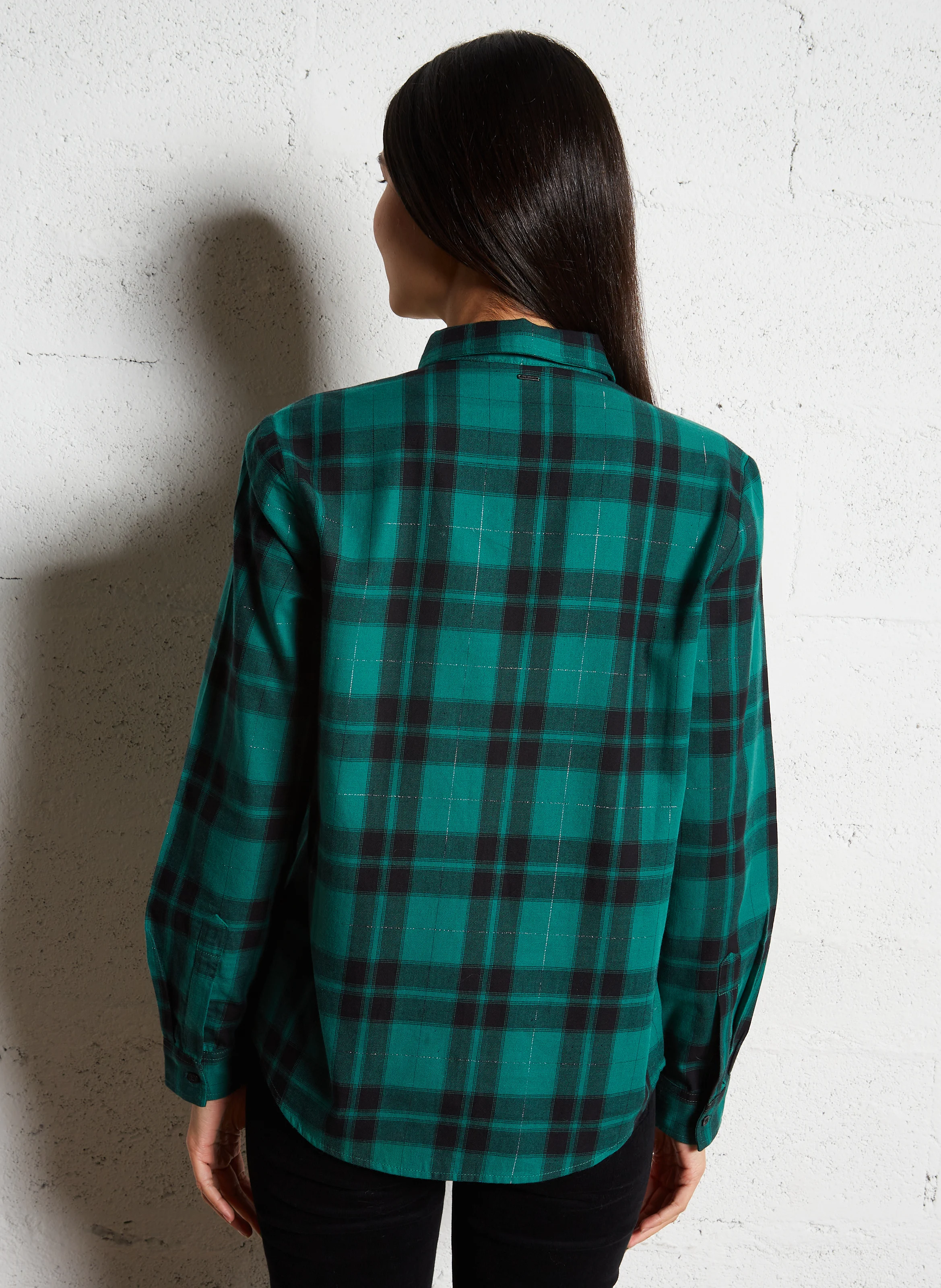 Chemise col classique à carreaux | Vert