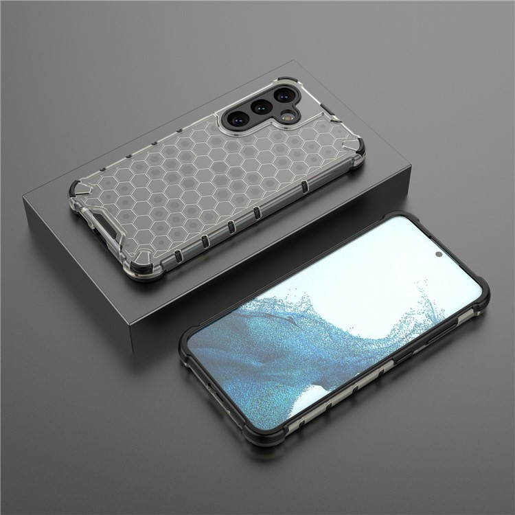 Samsung Galaxy A26 / A17 Hybrid Hülle Air Cushion Fallschutz   Bumper im Waben Design - Schwarz (Transparent)