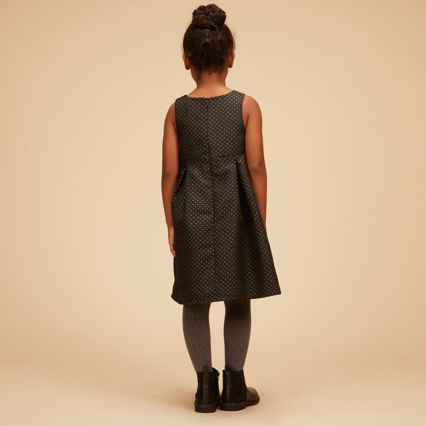 Robe sans manches à nœud en jacquard pour fille - Noir