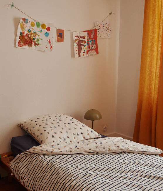 Housse de couette et taie pour enfant imprimés bateaux