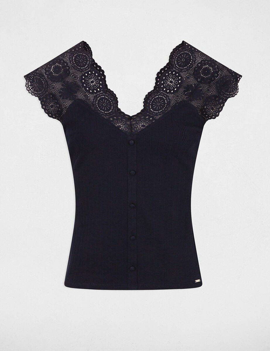 MORGAN<br>Camiseta de manga curta com decote em V