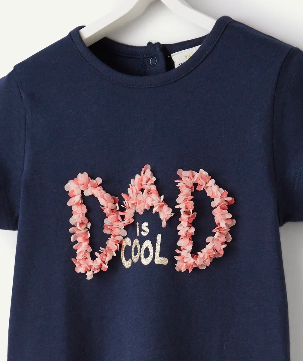 T-SHIRT EN FIBRES RECYCLÉES AVEC MESSAGE EN RELIEF BÉBÉ FILLE
