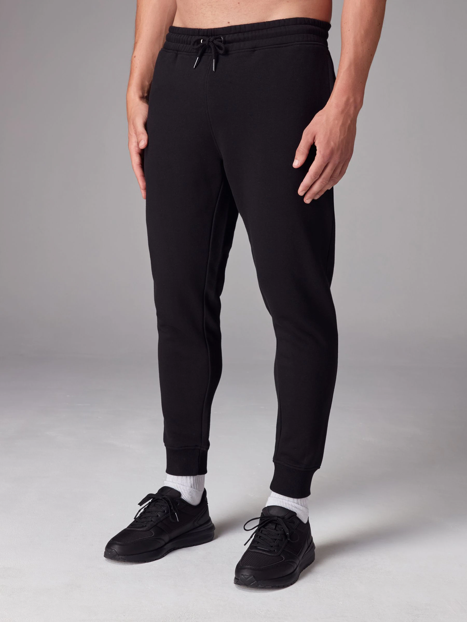 Zwart - Verpakking van 2 slim-fit jersey joggingbroeken met hoog katoengehalte