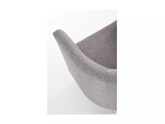 Fauteuil cabriolet en tissu gris avec pieds en bois massif Soho