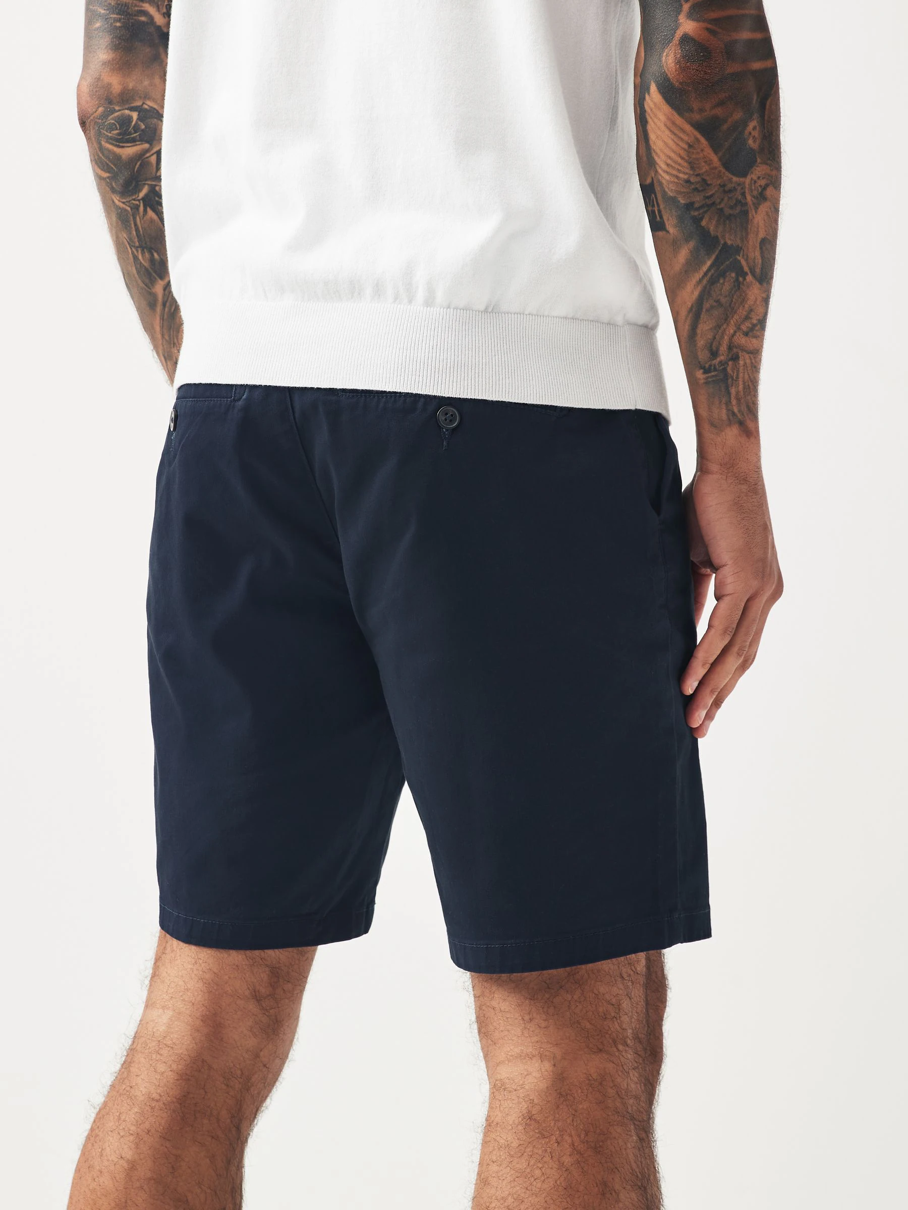 Marineblauw/kiezelkleurig - Straight fit - Set van 2 chinoshorts met stretch