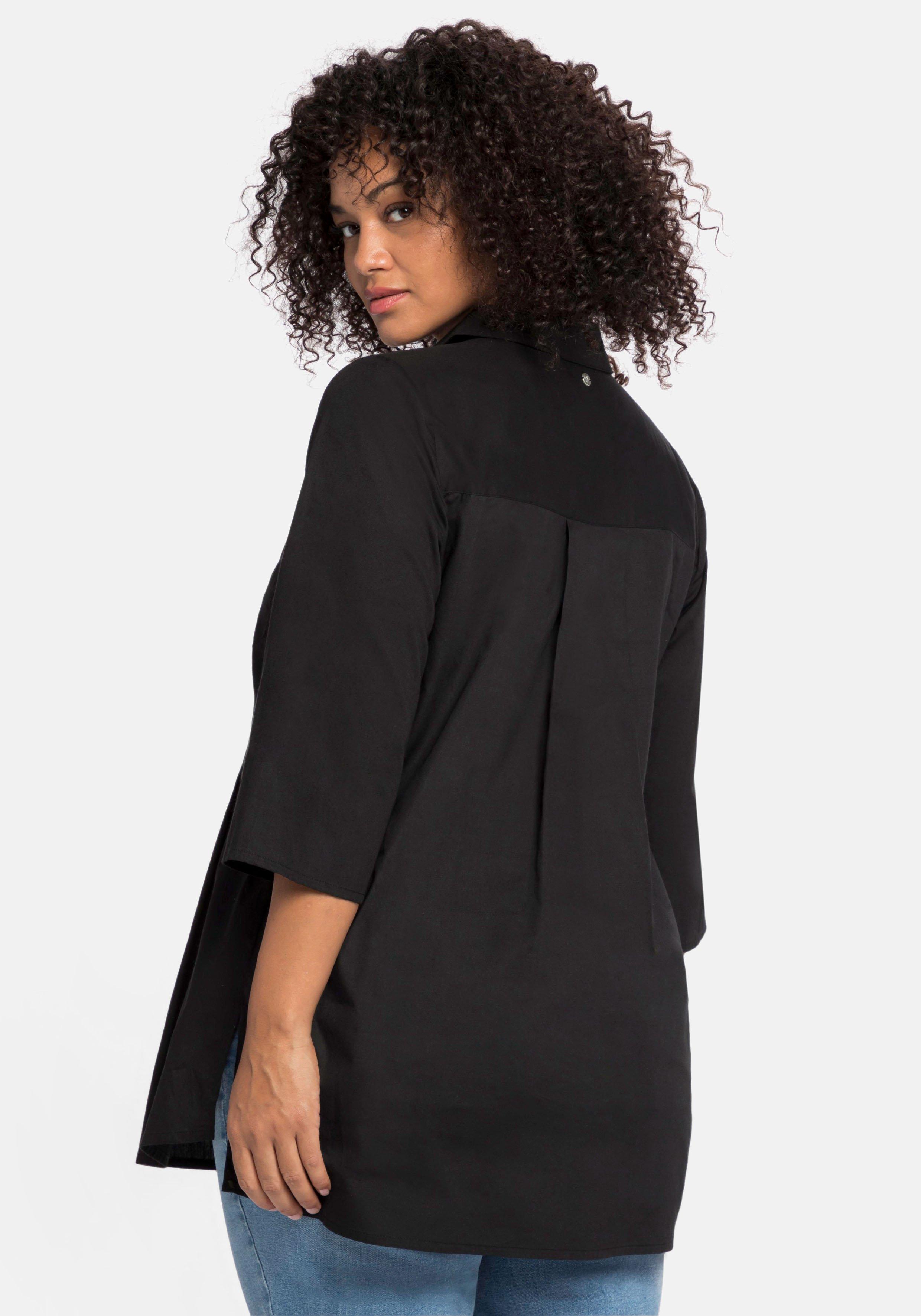 Bluse mit 3/4-Arm und dekorativen Falten