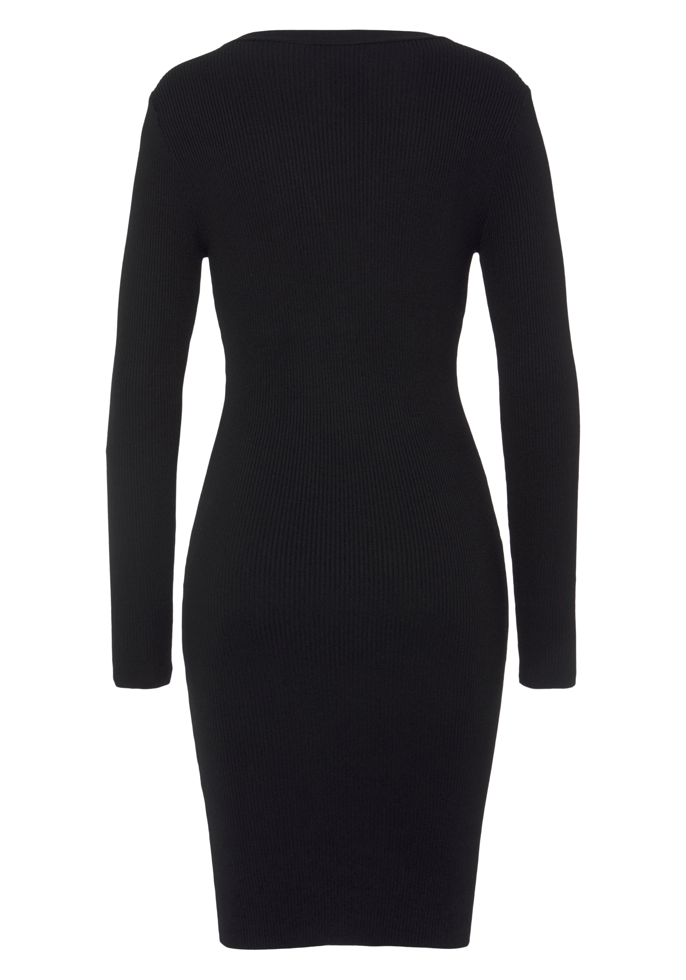 Buffalo Strickkleid mit V-Ausschnitt und Zierknöpfen, figurbetont, casual-chic