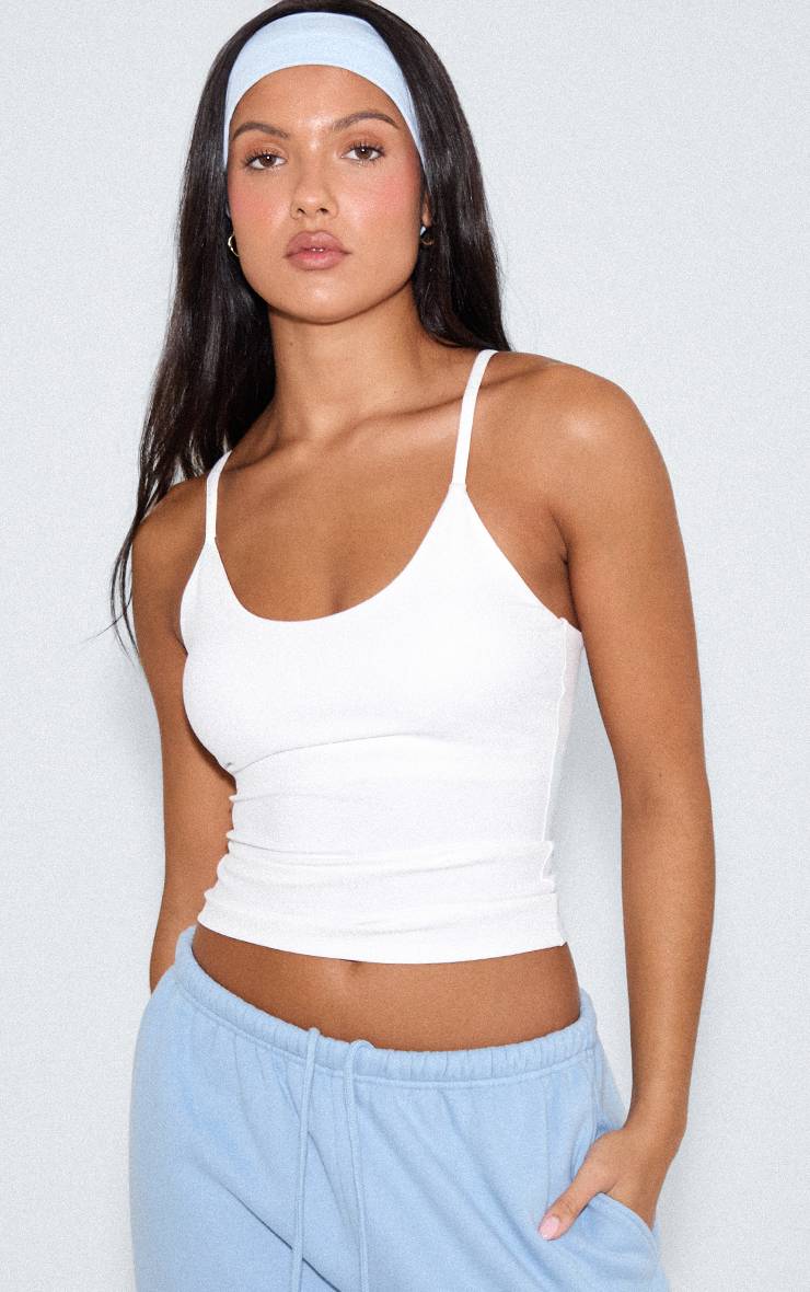 Blanc Brassière De Sport Longue Sculptante À Bretelles